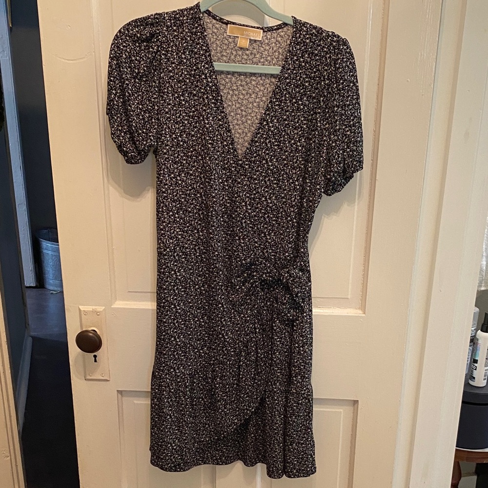 Michael Kors Floral Puff Sleeve Wrap Dress